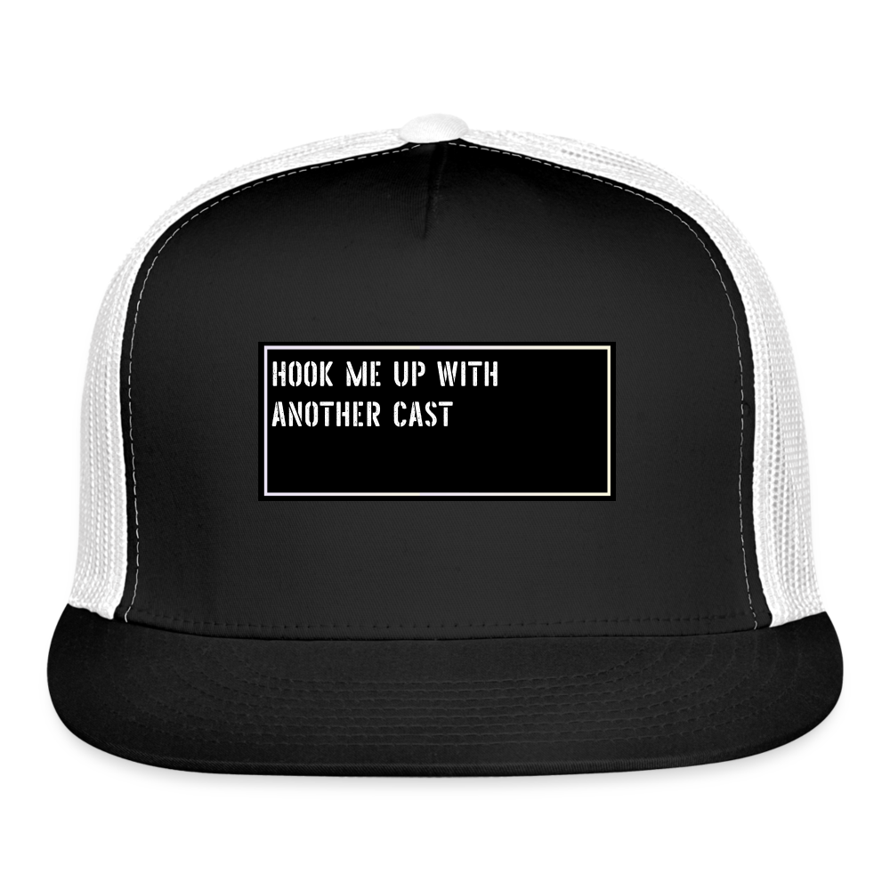 Funny Fishing Hat - Hook me up with another cast - black/white