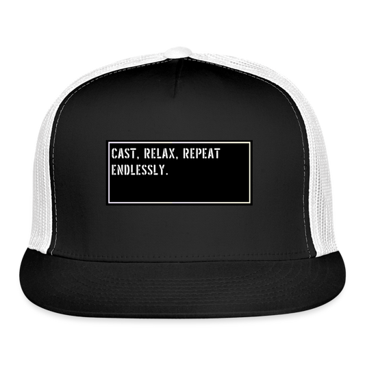 Funny Fisherman Hat - Cast, relax, repeat endlessly. - black/white