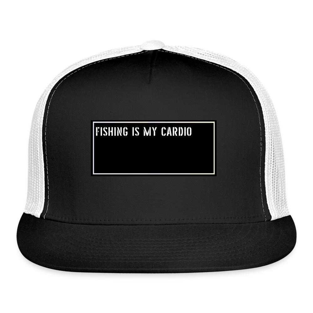 Funny Fishing Cap - Fishing is my cardio - black/white