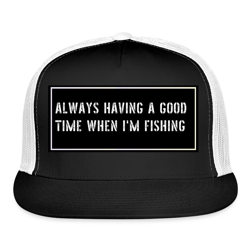 Funny Fishing Trucker Cap - black/white