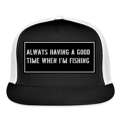 Funny Fishing Trucker Cap - black/white