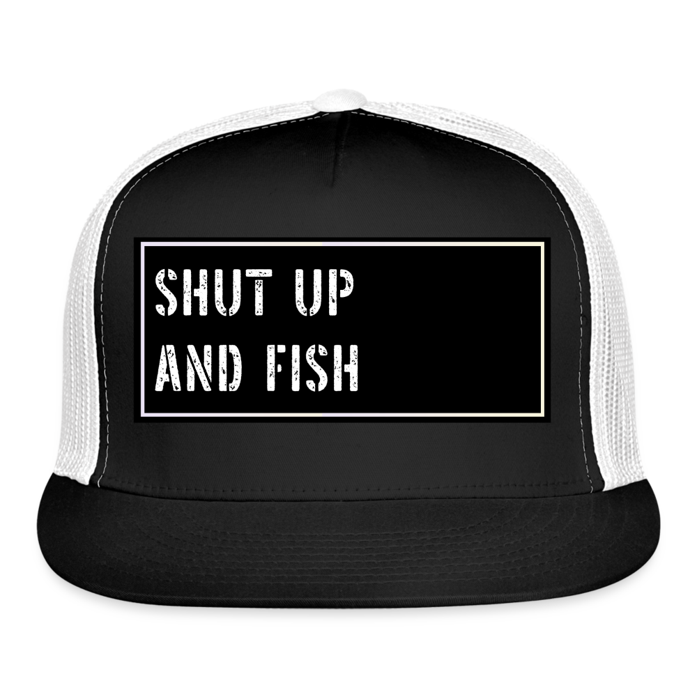 Funny Fishing Trucker Hat - black/white