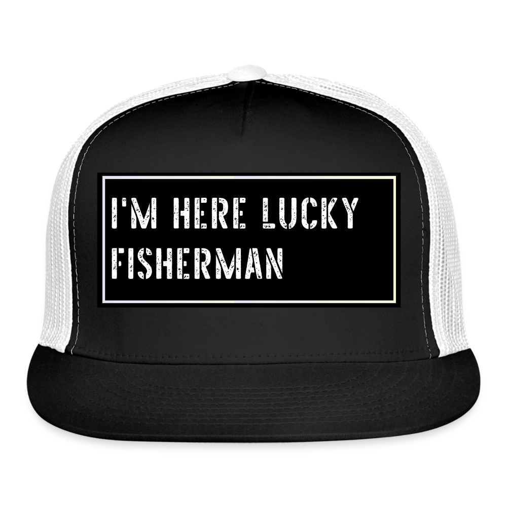 Fishing Trucker Hat Funny - black/white