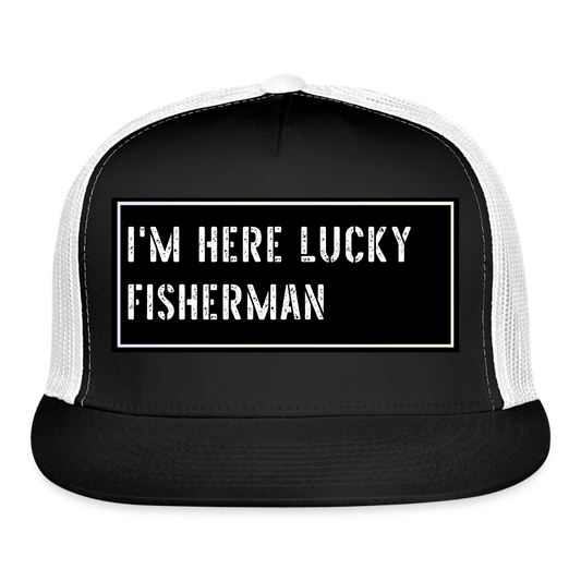 Fishing Trucker Hat Funny - black/white