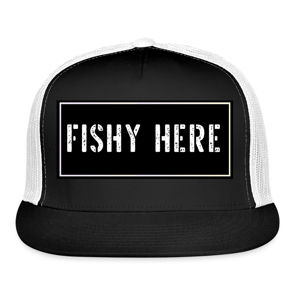 Funny Fishing Trucker Hat - black/white