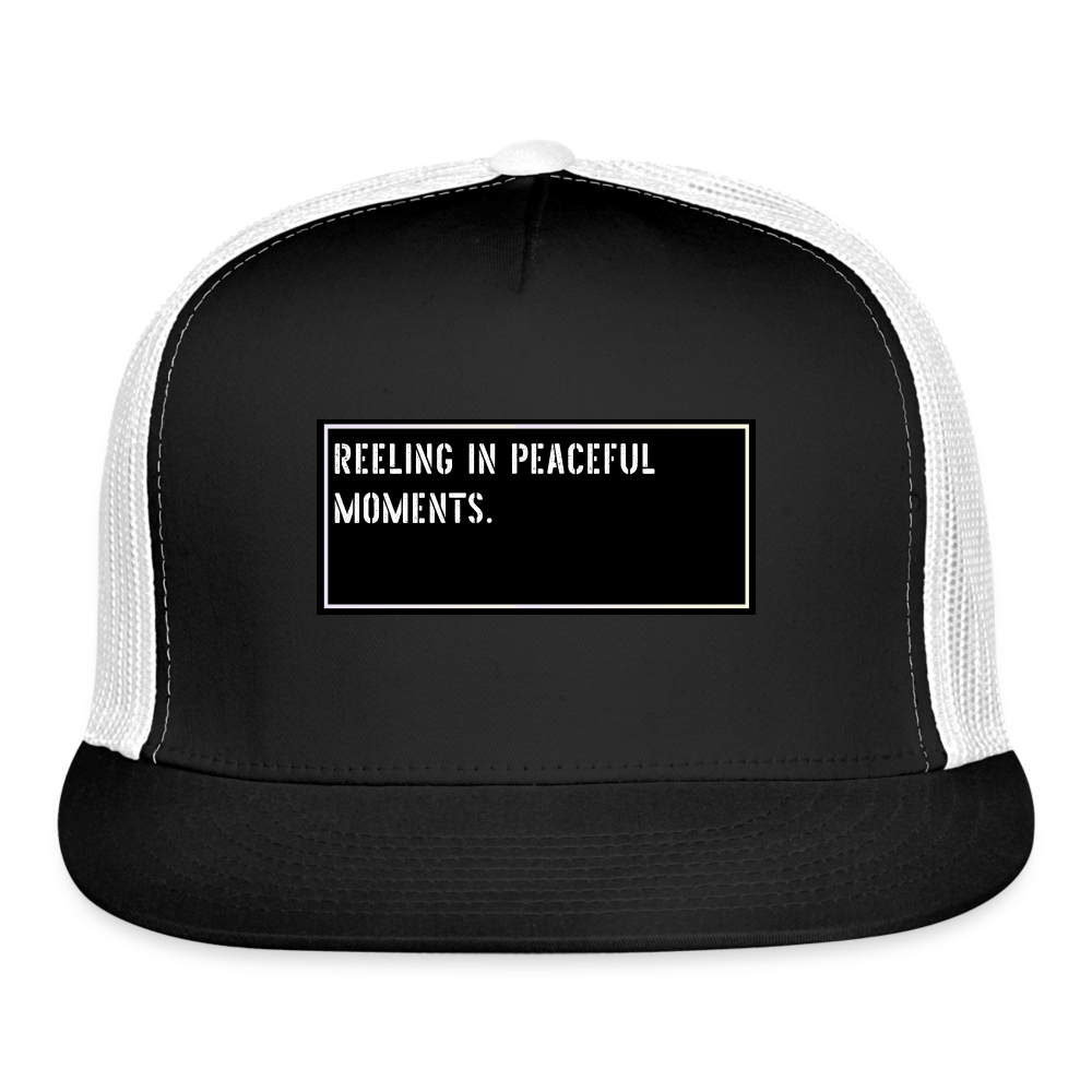 Funny Fishing Trucker Hat  - Reeling in peaceful moments. - black/white