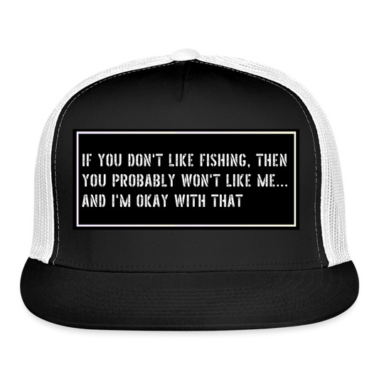 Funny Fishing Trucker Cap - black/white