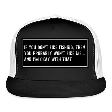 Funny Fishing Trucker Cap - black/white
