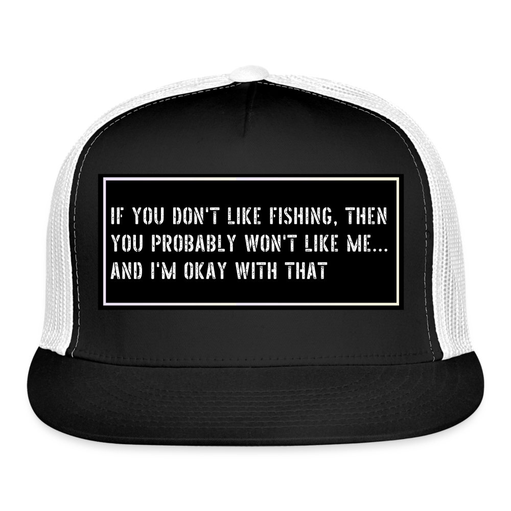 Funny Fishing Trucker Cap - black/white