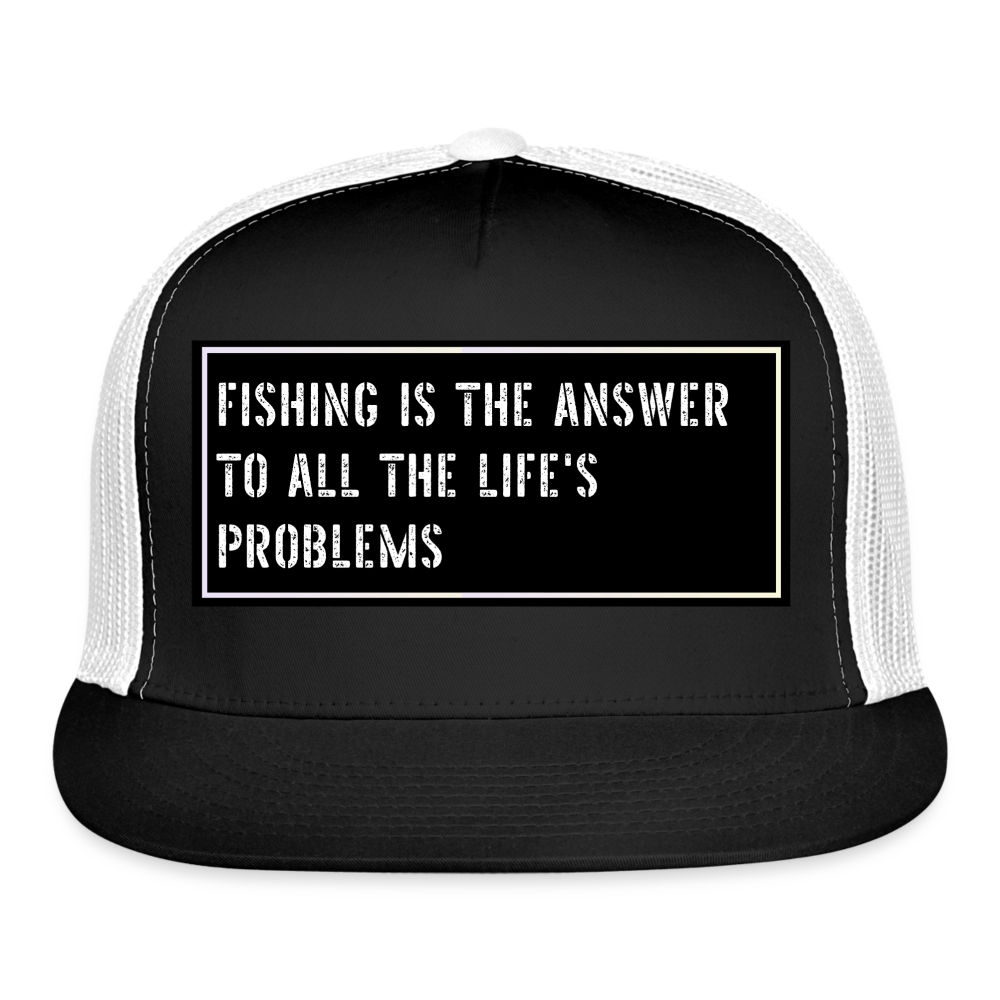 Funny Fishing Trucker Cap - black/white