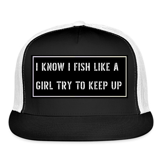 Funny Fishing Trucker Cap - black/white