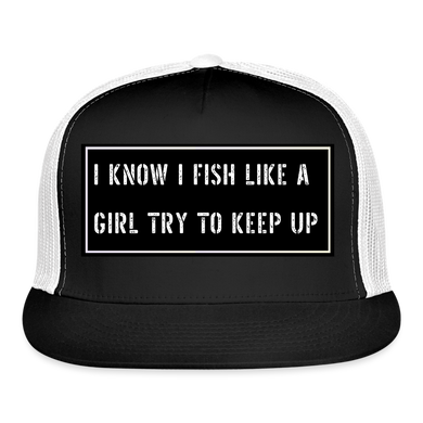 Funny Fishing Trucker Cap - black/white