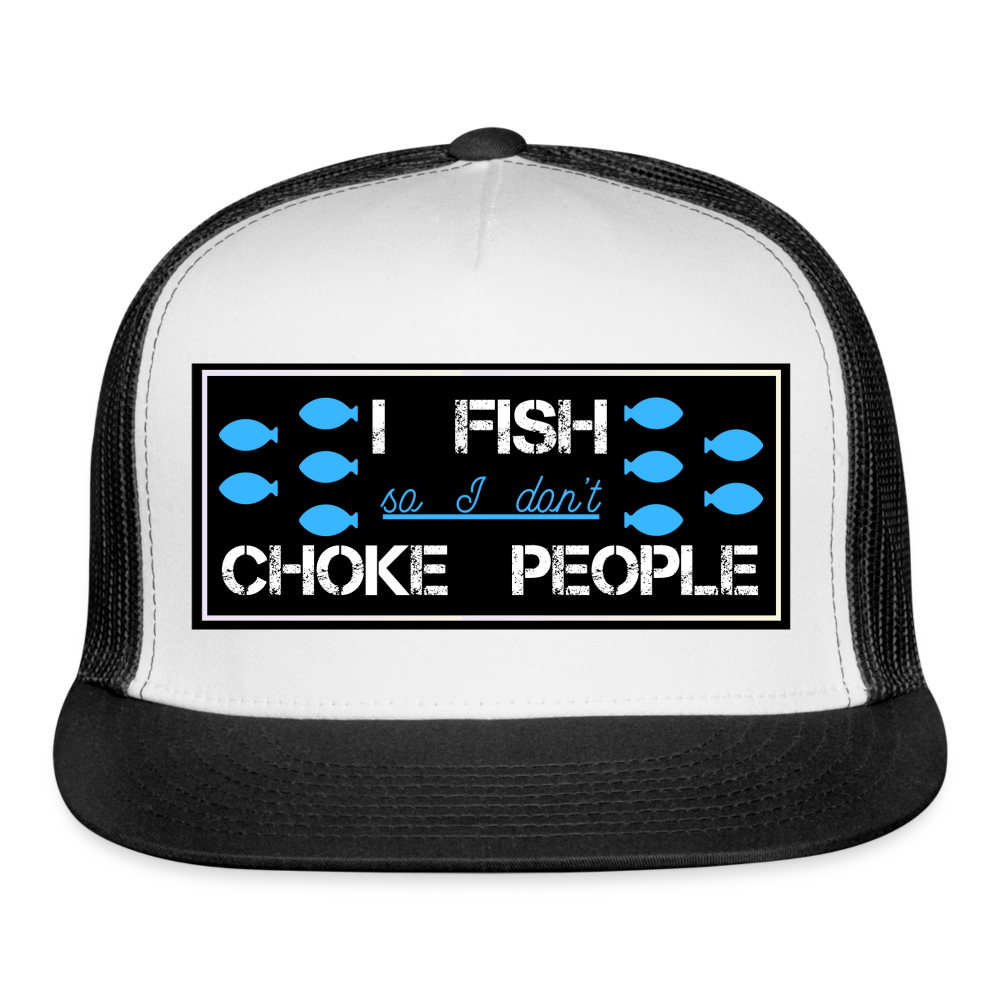 Funny Fishing Hat - white/black