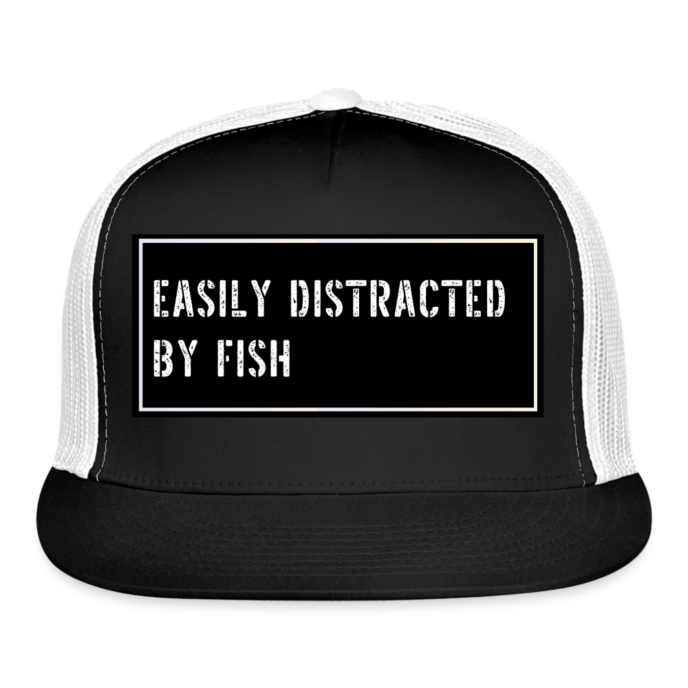 Funny Fishing Trucker Hat - black/white