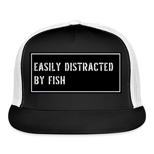 Funny Fishing Trucker Hat - black/white