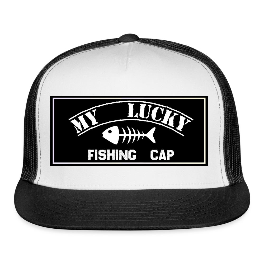 Funny Fishing Hat - white/black