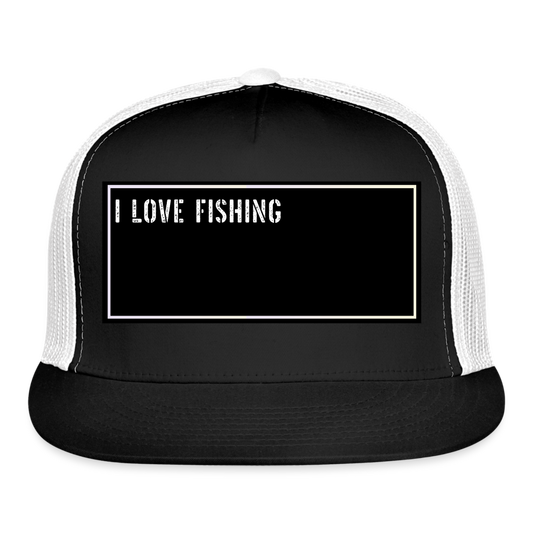 Fishing Trucker Hat Funny - black/white