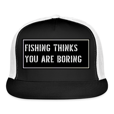 Funny Fishing Trucker Cap - black/white