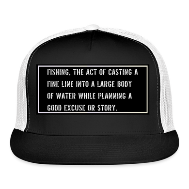 Funny Fishing Trucker Cap - black/white
