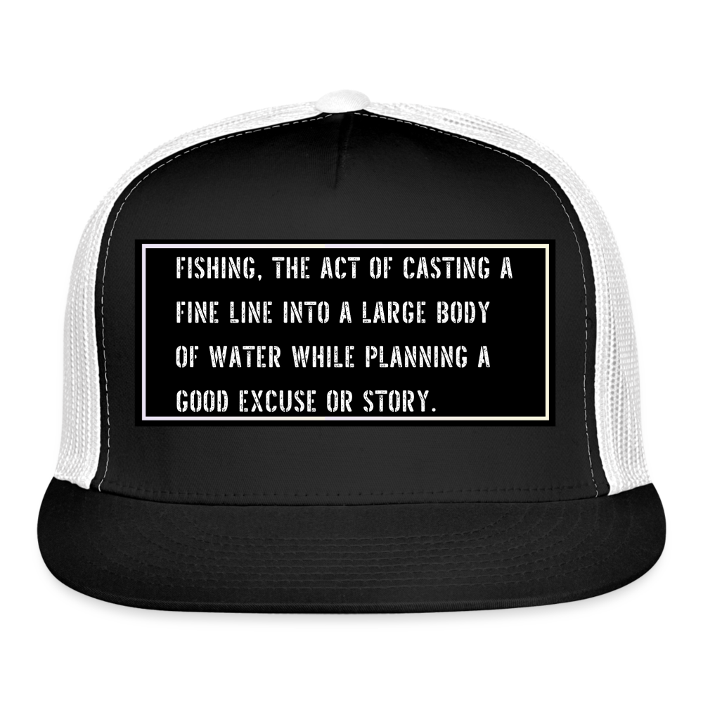 Funny Fishing Trucker Cap - black/white
