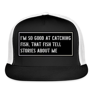 Funny Fishing Trucker Hat - black/white