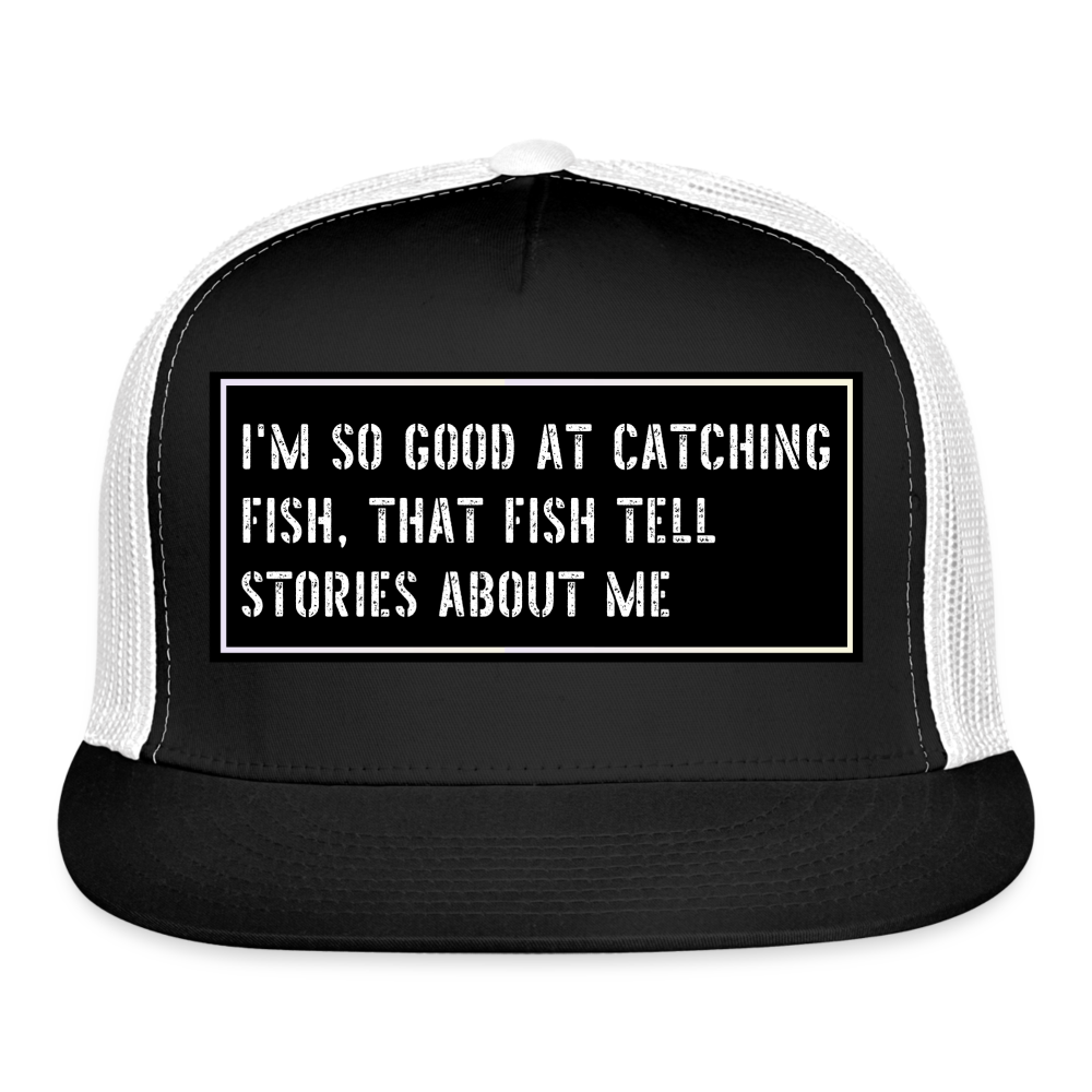Funny Fishing Trucker Hat - black/white