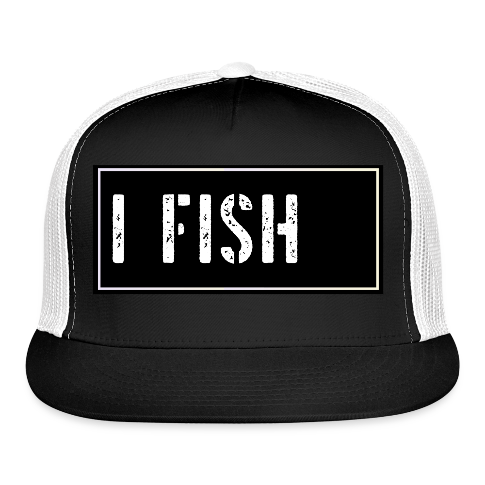 Funny Fishing Trucker Cap - black/white