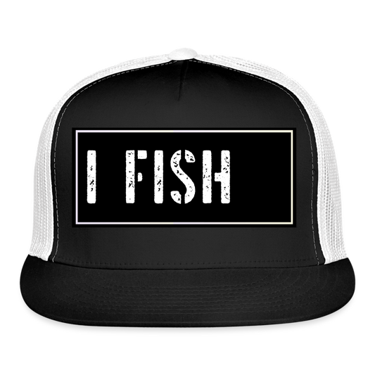 Funny Fishing Trucker Cap - black/white