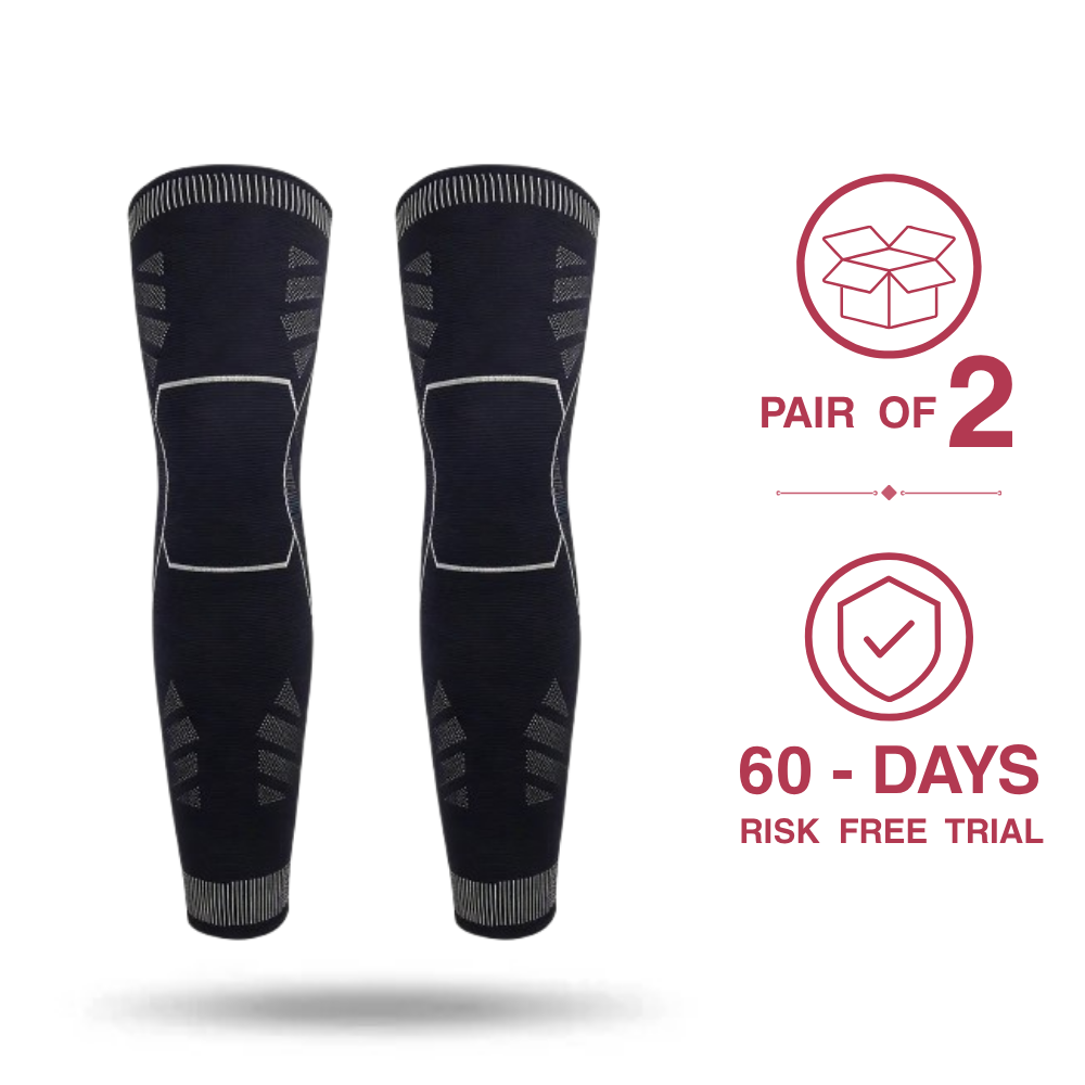 Full Leg Knee Sleeve (2 Pair) — Non-Slip Extended Coverage for Daily Sport