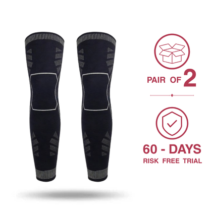 Full Leg Knee Sleeve (2 Pair) — Non-Slip Extended Coverage for Daily Sport