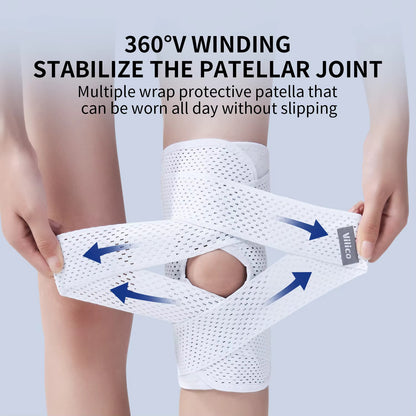 Adjustable Outdoor Knee Support Sleeve (Pack of 3) : Breathable V-Cross Wrap Support Sleeve