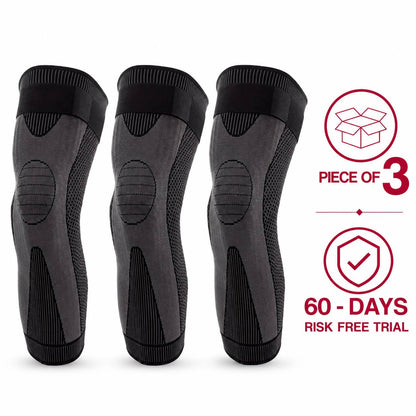Long Knee Sleeve (Peice of 3) : Non-Slip Elastic Long Compression Support for Running & Sports