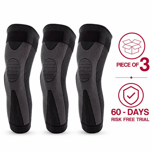 Long Knee Sleeve (Peice of 3) : Non-Slip Elastic Long Compression Support for Running & Sports