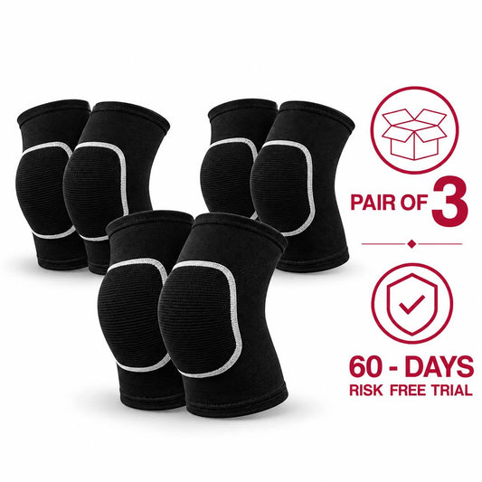Volleyball Knee Pads (Pack of 3) : Soft Breathable Cushioned Knee Protection