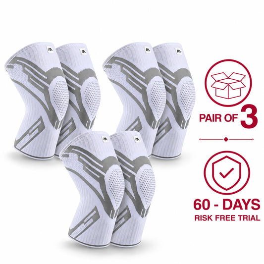 Compression Knee Support Sleeve (Pack of 3) : Breathable Elastic Support