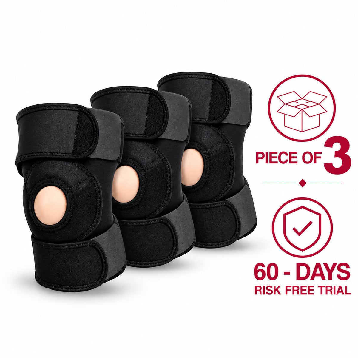 Knee Support with Springs (Pack of 3) : Adjustable Sports Wrap Knee Pad