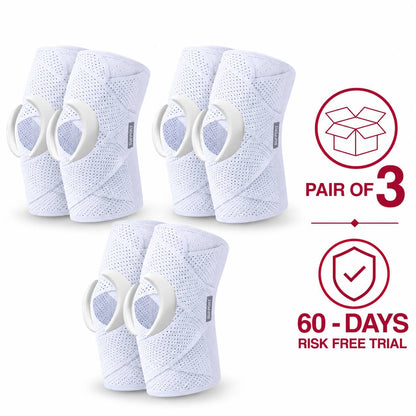 Adjustable Outdoor Knee Support Sleeve (Pack of 3) : Breathable V-Cross Wrap Support Sleeve