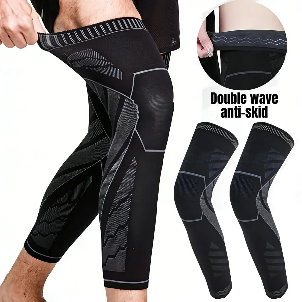 Full Leg Knee Sleeve (2 Pair) — Non-Slip Extended Coverage for Daily Sport