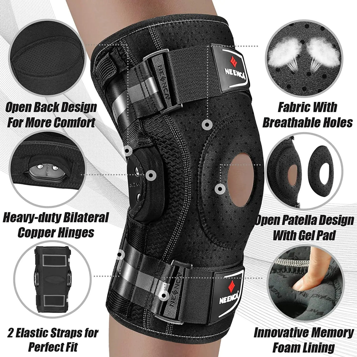 Hinged Knee Brace : Side Stabilizers, Adjustable Brace