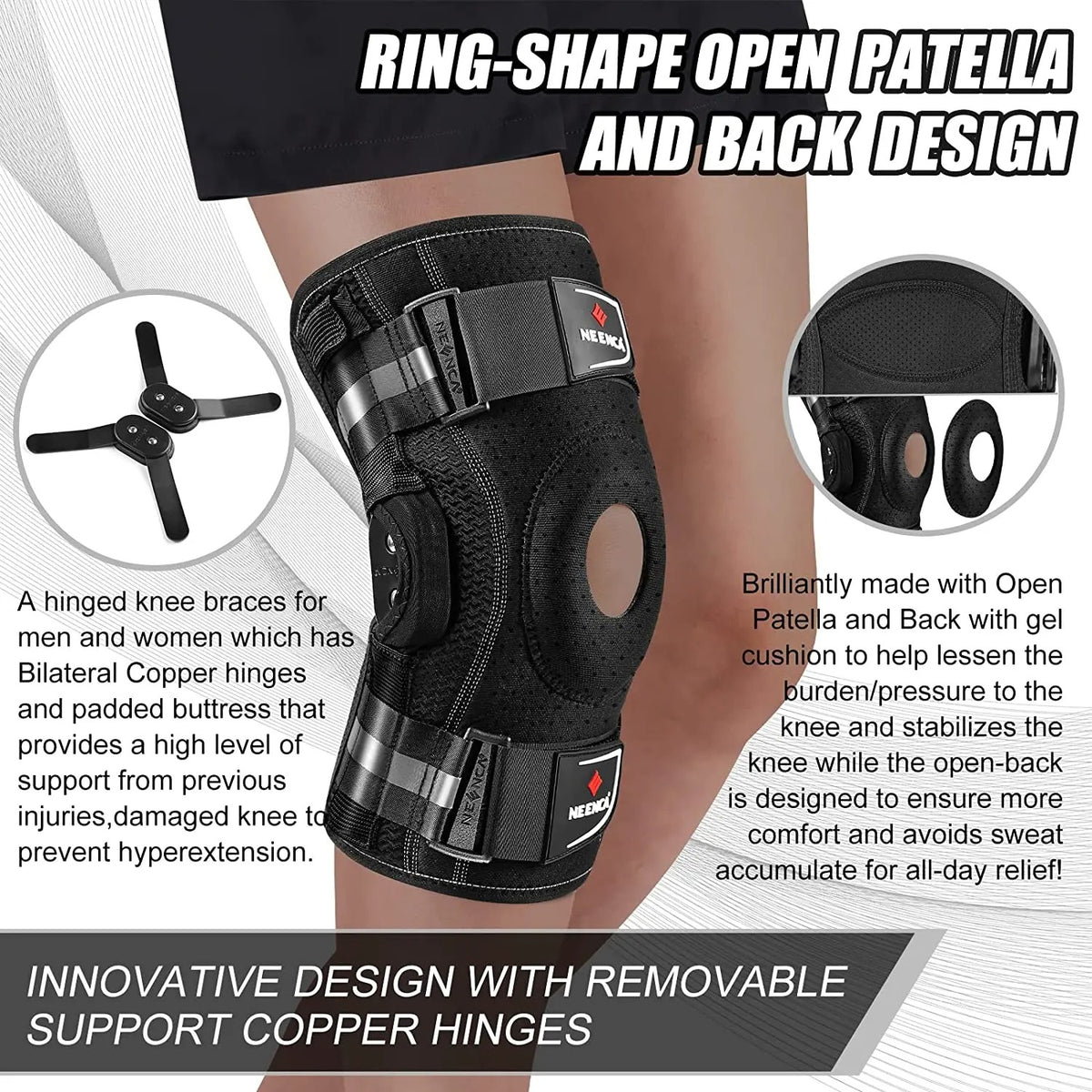 Hinged Knee Brace : Side Stabilizers, Adjustable Brace