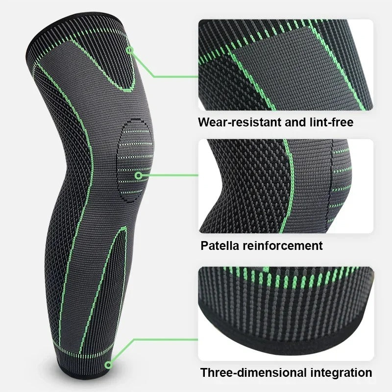 Long Knee Sleeve (Peice of 3) : Non-Slip Elastic Long Compression Support for Running & Sports