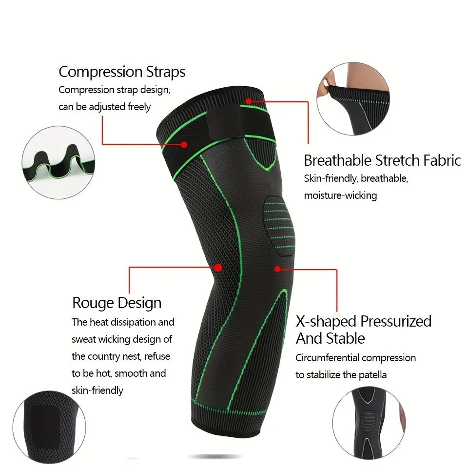 Long Knee Sleeve (Peice of 3) : Non-Slip Elastic Long Compression Support for Running & Sports