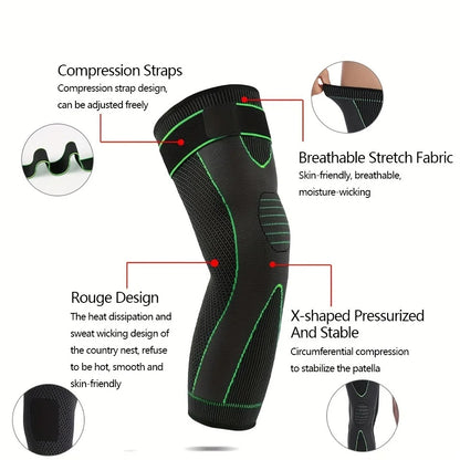 Long Knee Sleeve (Peice of 3) : Non-Slip Elastic Long Compression Support for Running & Sports