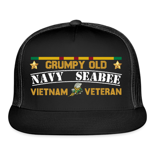 Grumpy Old Navy Seabee Vietnam Veteran Hat - black/black