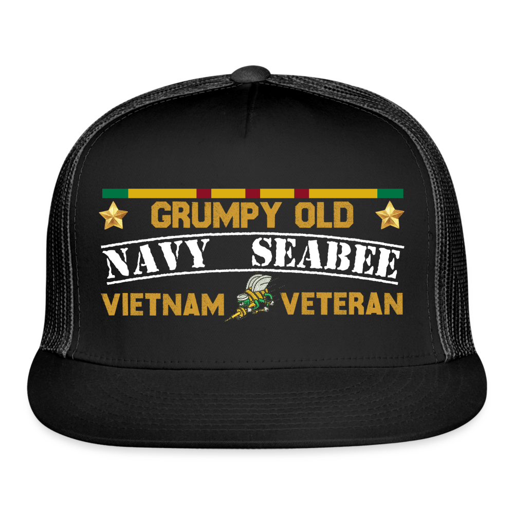 Grumpy Old Navy Seabee Vietnam Veteran Hat - black/black