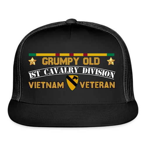 Grumpy Old 1st Cavalry Vietnam Veteran Hat - black/black