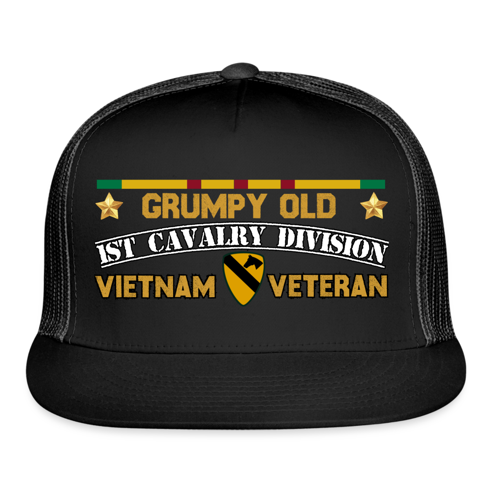 Grumpy Old 1st Cavalry Vietnam Veteran Hat - black/black