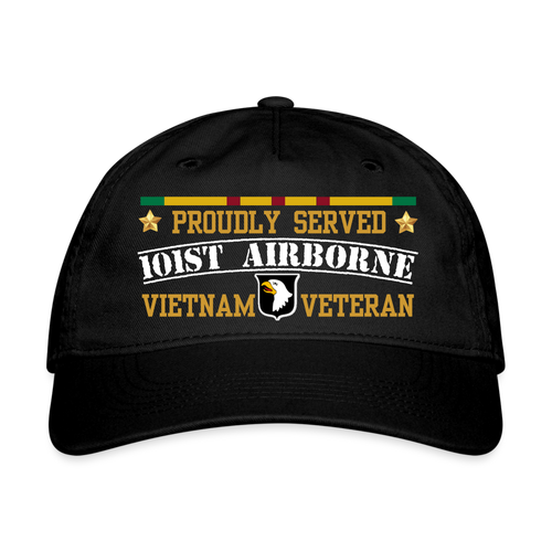 Proudly Served 101st Airborne Vietnam Organic Baseball Cap - black