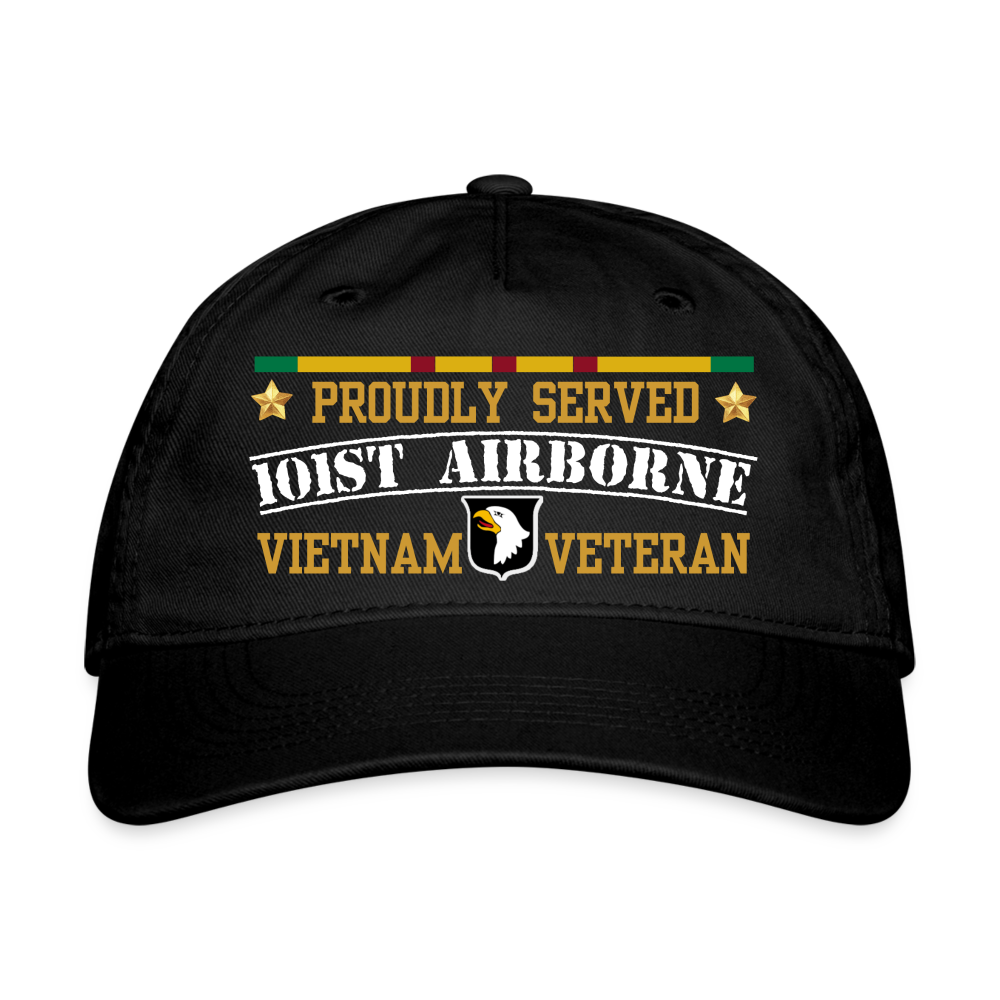 Proudly Served 101st Airborne Vietnam Organic Baseball Cap - black