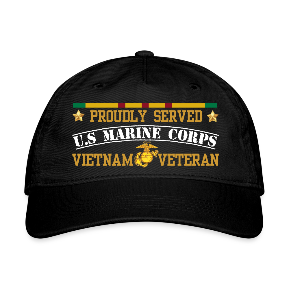 Proudly Served US Marine Vietnam Organic Baseball Cap - black